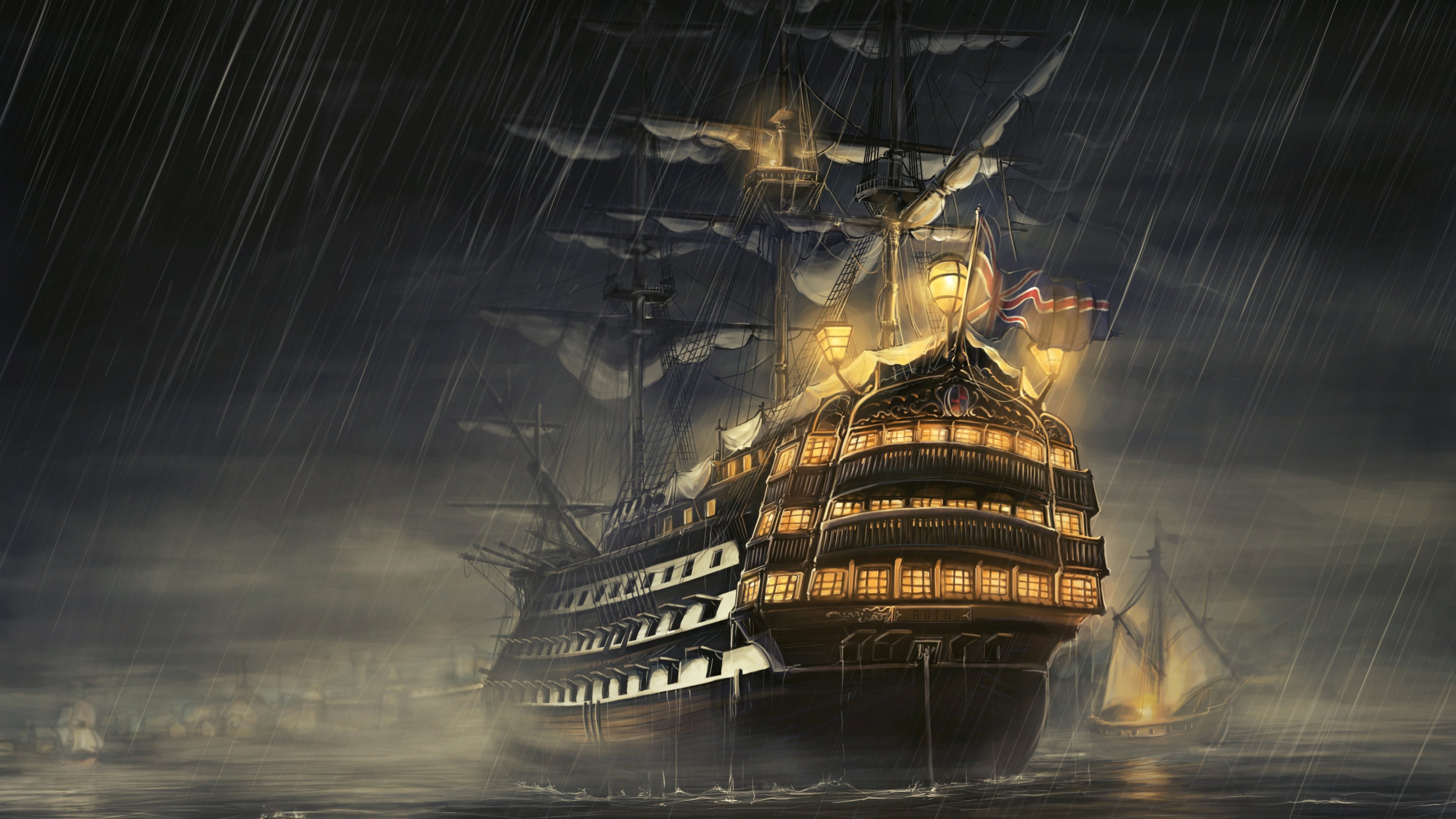 galeon, Fantasma, Fantasia Wallpaper