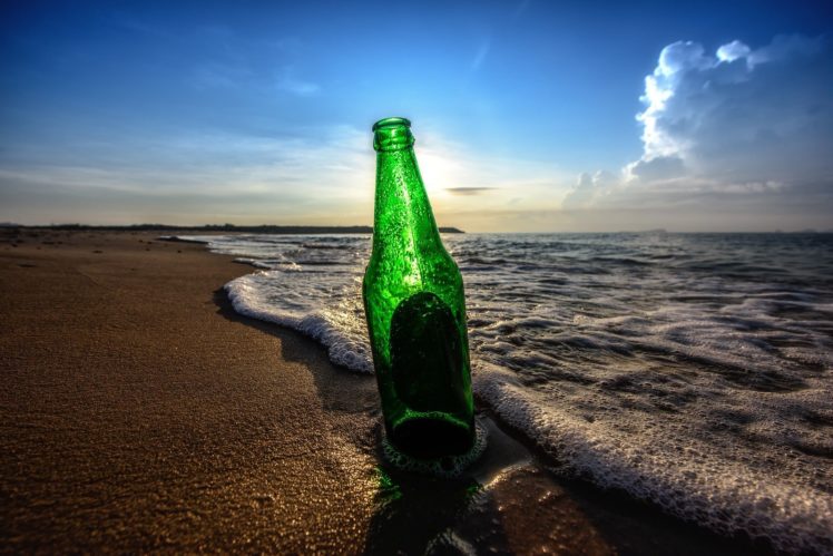 bottle, Beach, Ocean, Nature HD Wallpaper Desktop Background