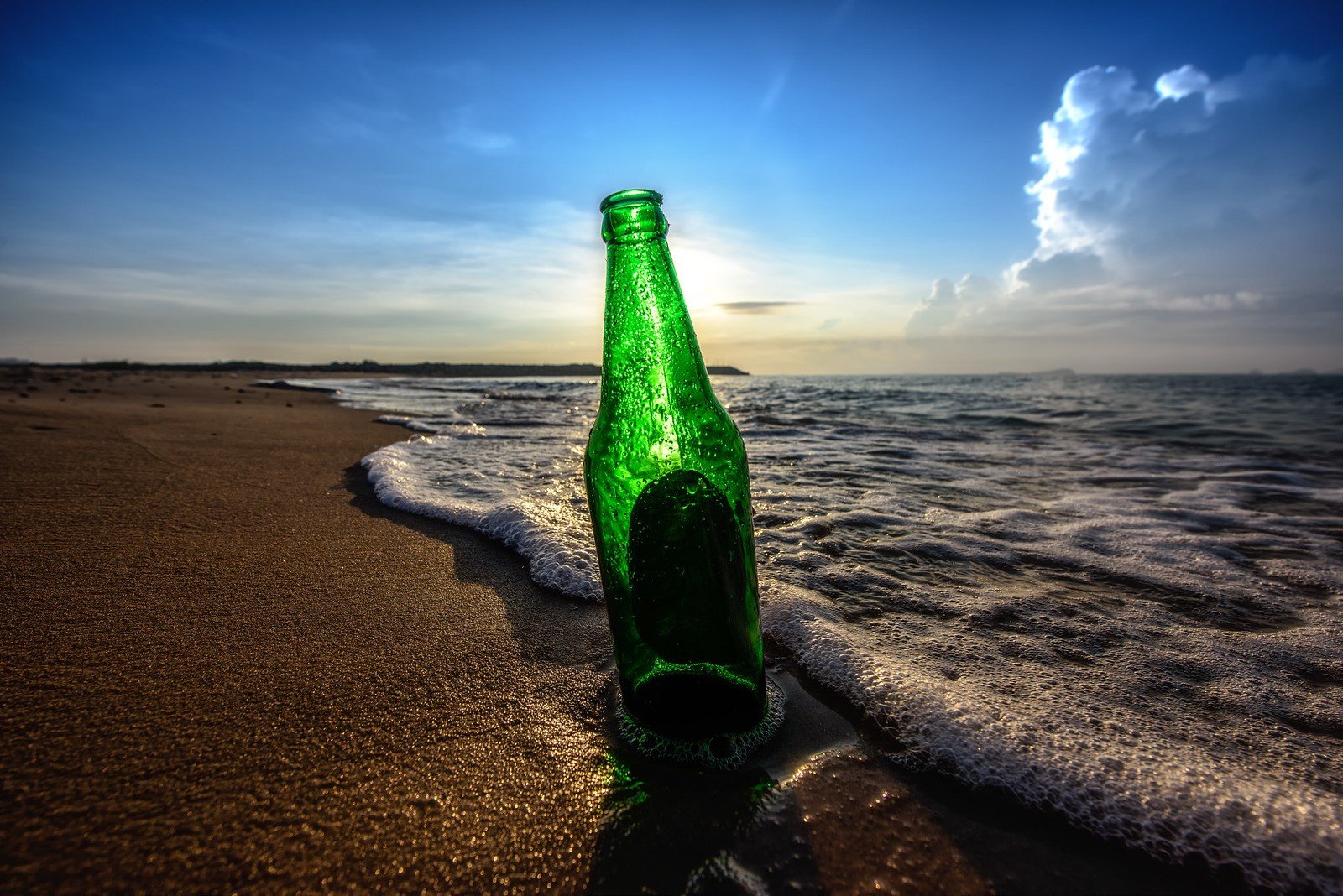 bottle, Beach, Ocean, Nature Wallpaper