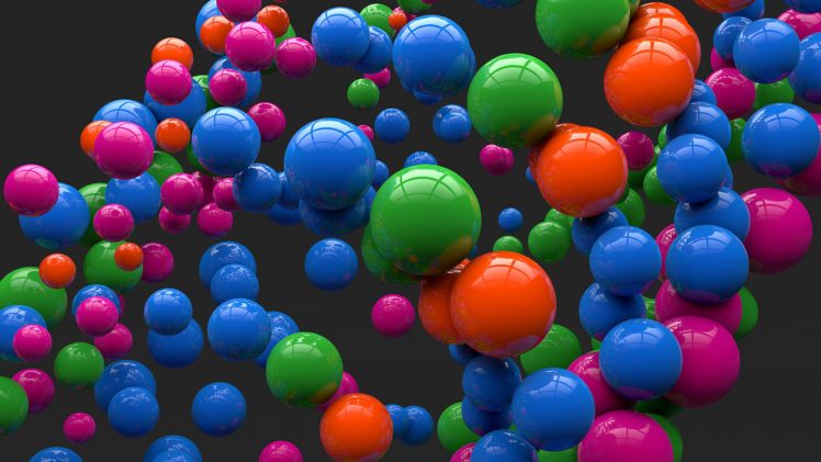 art, Color, Gray, Background, Balls, Spheres, Reflection, Marbles HD Wallpaper Desktop Background