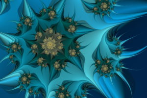 fractal, Flower, Background, Blue