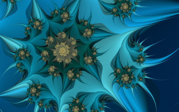 fractal, Flower, Background, Blue HD Wallpaper Desktop Background