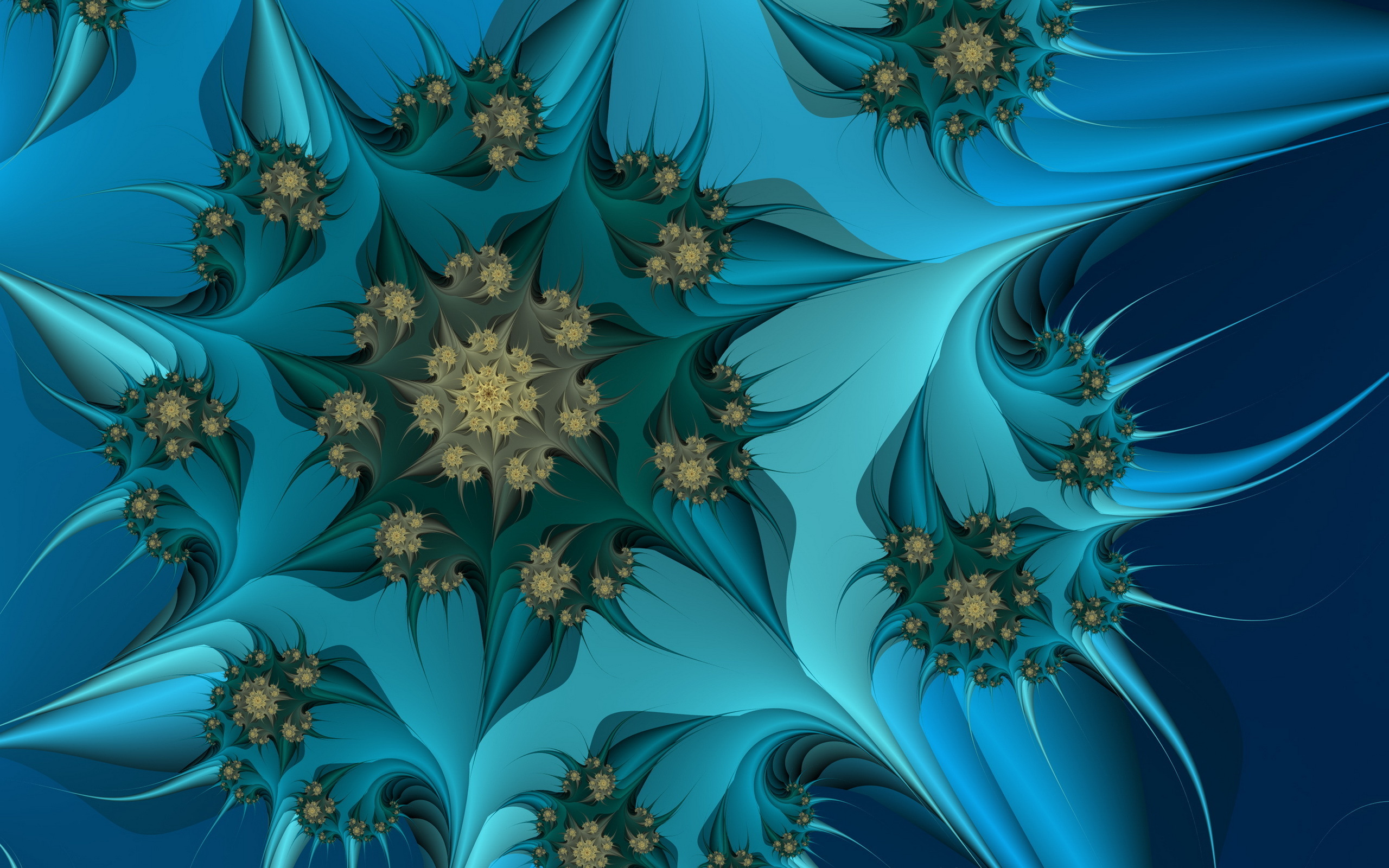 fractal, Flower, Background, Blue Wallpaper