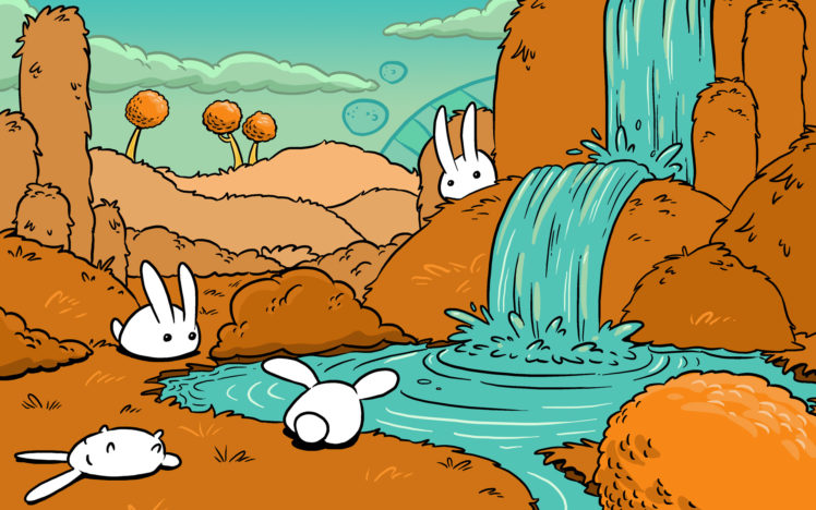 rabbits, Waterfalls HD Wallpaper Desktop Background