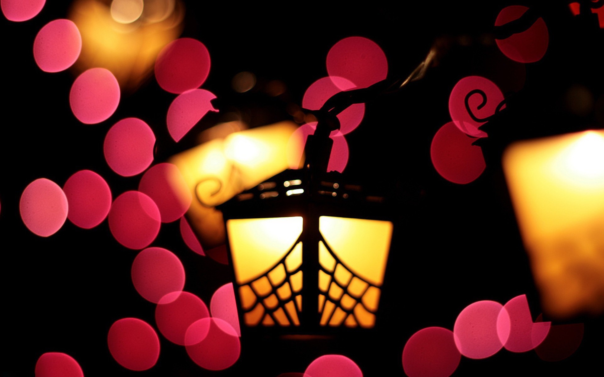 abstract, Lanterns, Bokeh Wallpaper