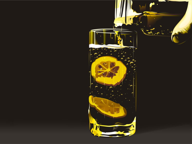 glass, Hands, Bubbles, Artwork, Drinks, Lemonade, Simple, Background, Lemons HD Wallpaper Desktop Background
