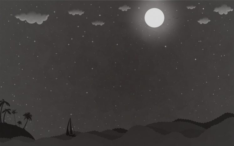 night, Moon, Simplistic HD Wallpaper Desktop Background