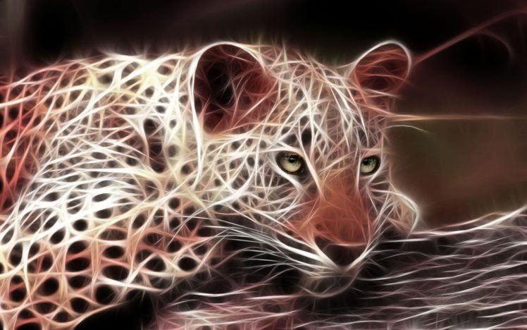 animals, Predator, Leopard, 3d, Fractal HD Wallpaper Desktop Background