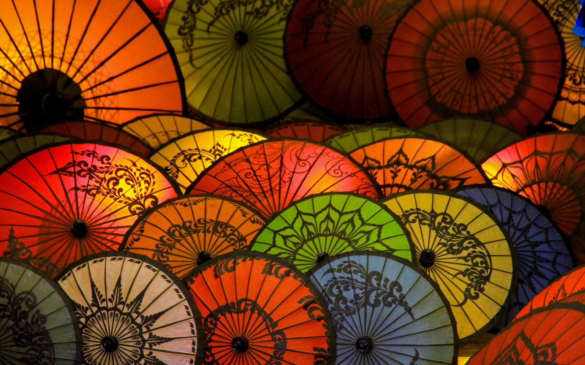 color, Shape, Abstraction, Umbrella, Bokeh Wallpaper