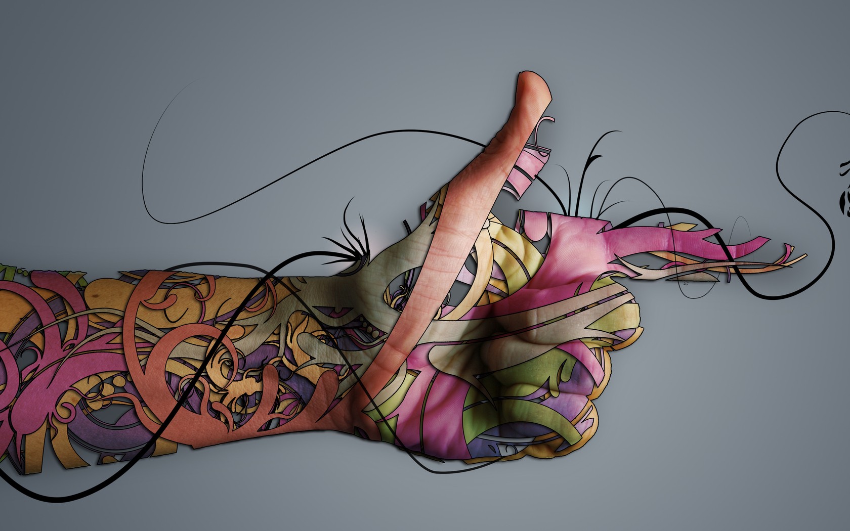tattoos, Abstract, Hands, Colors Wallpaper