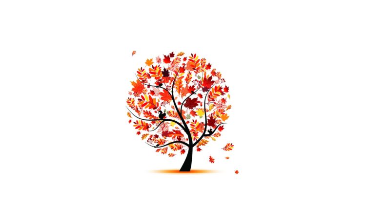 trees, Autumn, Leaves, Artwork, Simple, Background, White, Background HD Wallpaper Desktop Background