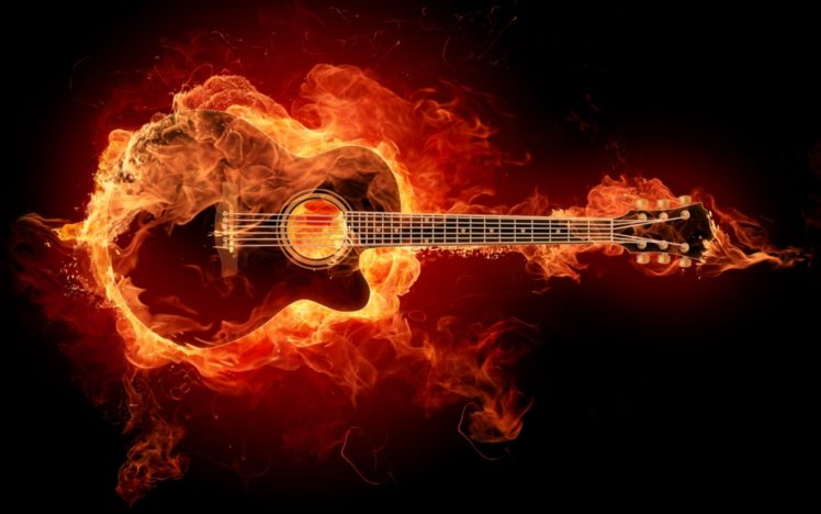 flames, Guitars HD Wallpaper Desktop Background