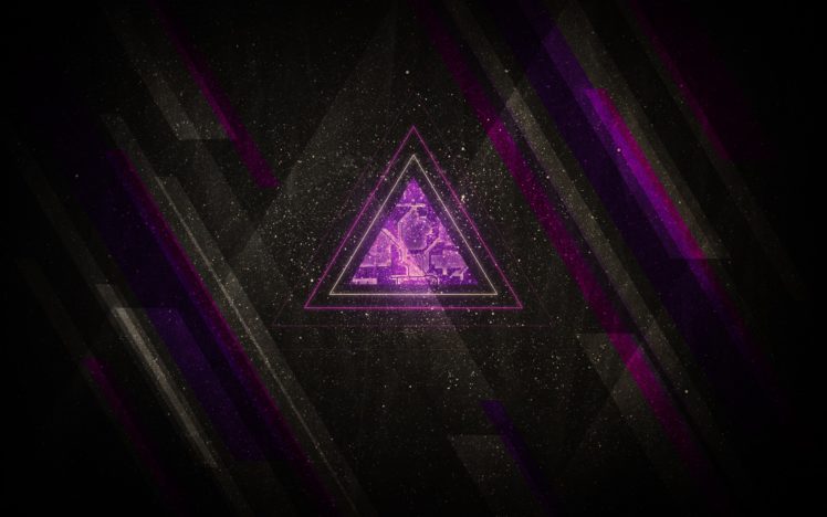 minimalistic, Computers, Purple, Sparkles, Lines, Triangle, Stripes HD Wallpaper Desktop Background
