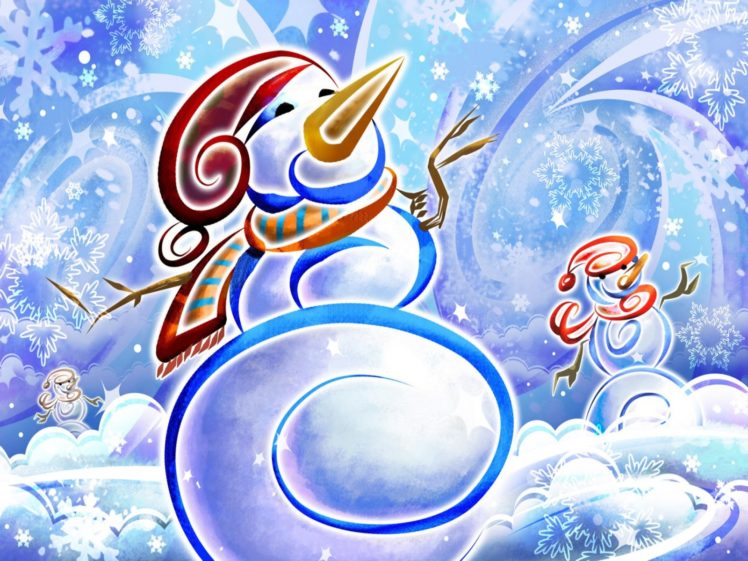 abstract, Winter, Snowman HD Wallpaper Desktop Background