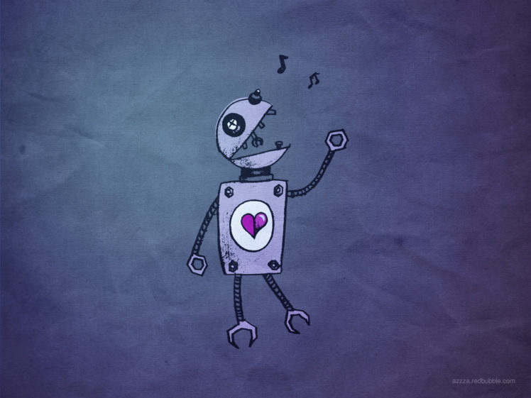 robot, Hearts HD Wallpaper Desktop Background