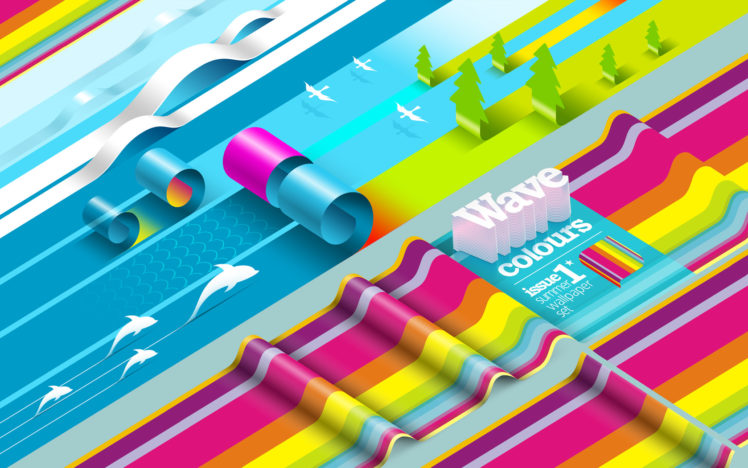 multicolor, Waves, Digital, Art HD Wallpaper Desktop Background