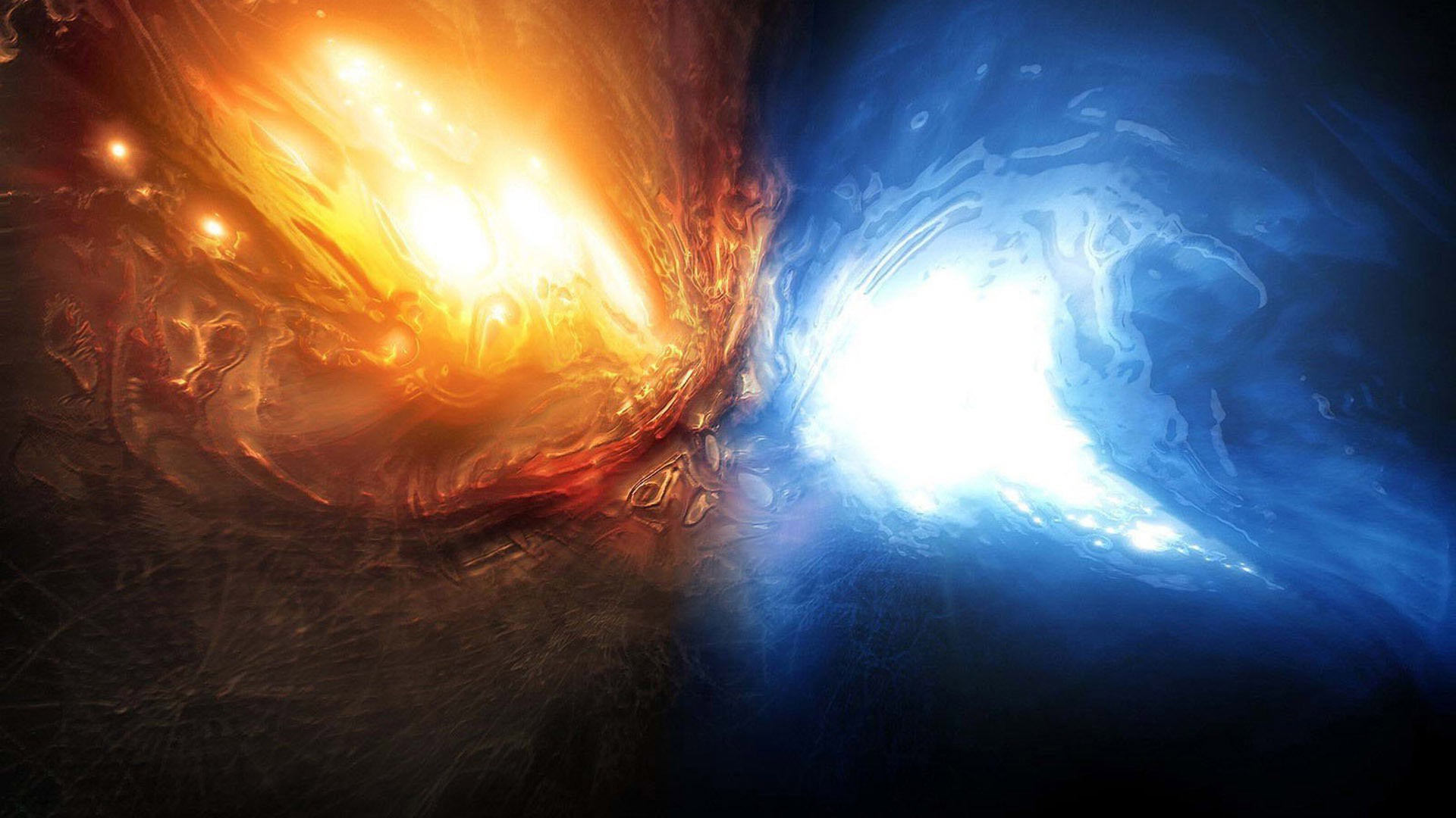 water, Abstract, Blue, Red, Fire, Earth, Artwork Wallpaper