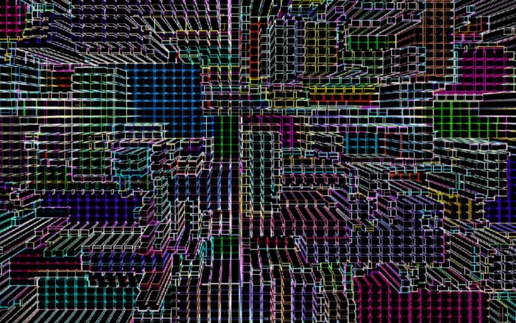 abstract, Lights, Grid, Colors, Cities, Ulyseto, Seizure, Neon HD Wallpaper Desktop Background