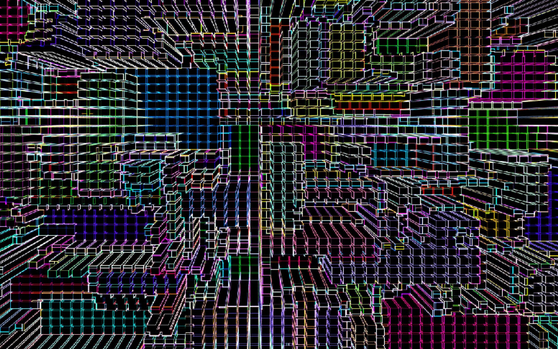 abstract, Lights, Grid, Colors, Cities, Ulyseto, Seizure, Neon Wallpaper