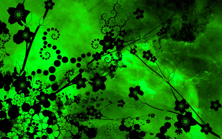 green, Abstract, Flowers HD Wallpaper Desktop Background