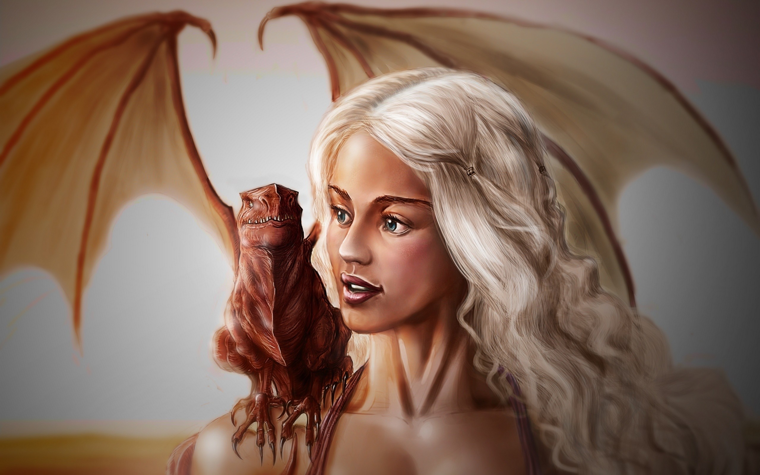 women, Dragons, Fantasy, Art, Artwork, Game, Of, Thrones, A, Song, Of, Ice, And, Fire, White, Hair, Daenerys, Targaryen Wallpaper