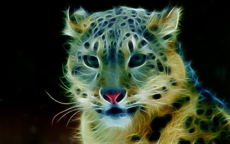 animals, Fractalius, Snow, Leopards HD Wallpaper Desktop Background