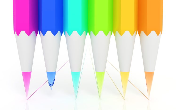 cgi, Rainbows, Chromatic, Pencils, Colors, K3, Studio HD Wallpaper Desktop Background