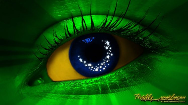 green, Blue, Eyes, Yellow, Blue, Eyes, Brazil, Digital, Art HD Wallpaper Desktop Background