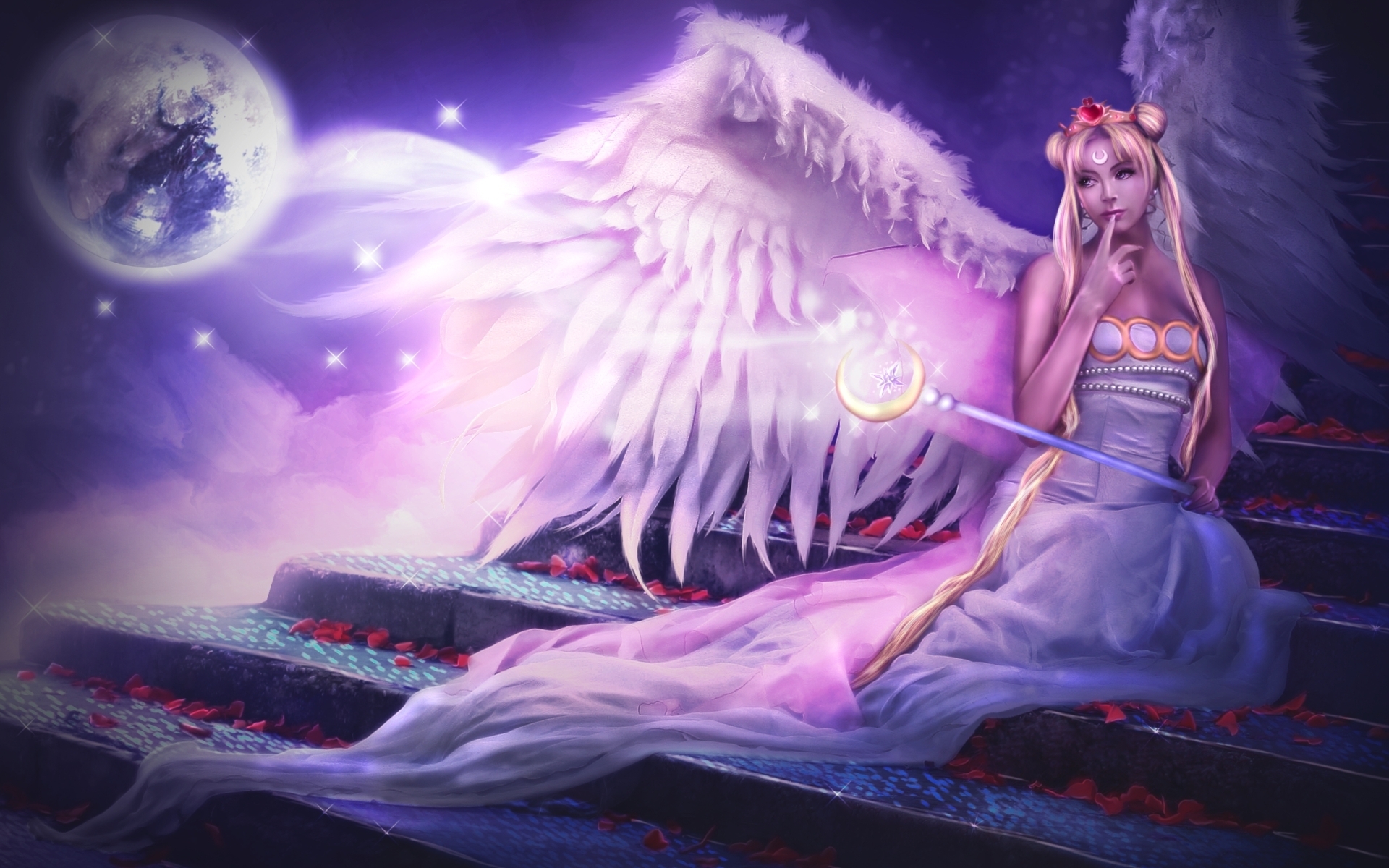 serenity, Donatella drago, Anime, Games, Fantasy, Angels, Wings, Magical Wallpaper