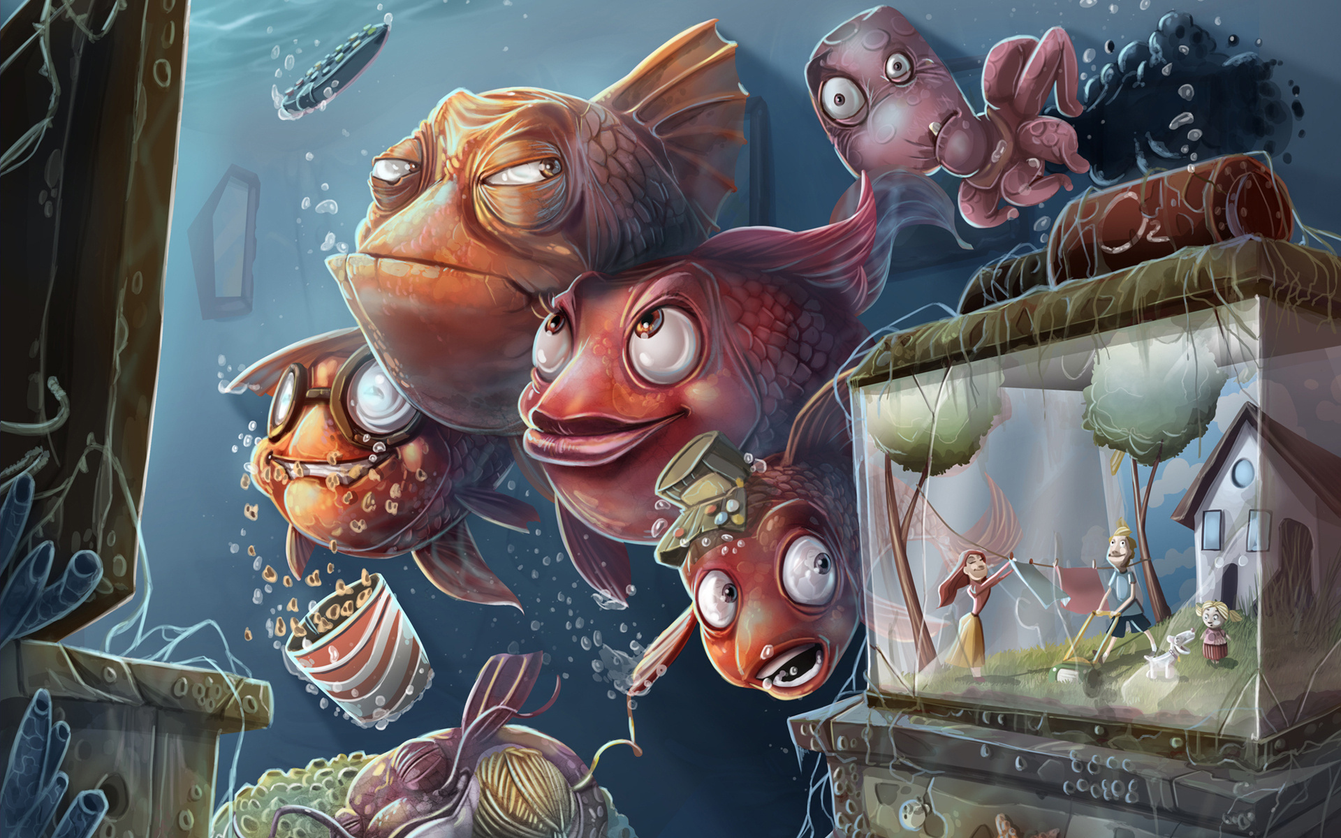 humor, Funny, Surreal, Fishes, Animals, Cartoons, Colors, Situations,  Sadic, Dark, Creepy, Spooky Wallpapers HD / Desktop and Mobile Backgrounds