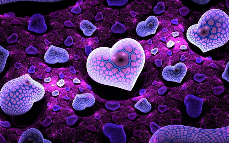 abstract, Fractal, Purple, Heart, 3d, Cg, Digital art HD Wallpaper Desktop Background