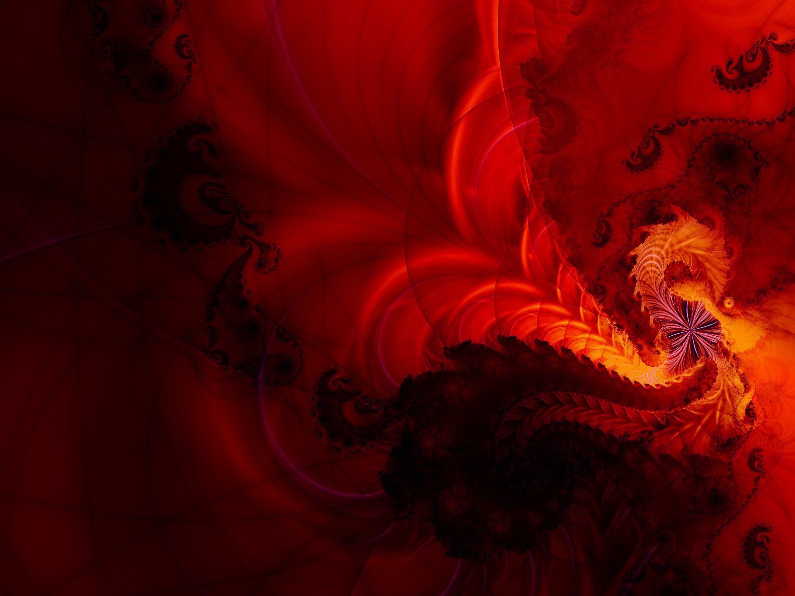 red, Fractals, Spiral, Psychedelic, Swirls, Glow Wallpaper