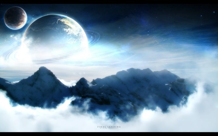 mountains, Clouds, Planets, Moon, Skies HD Wallpaper Desktop Background