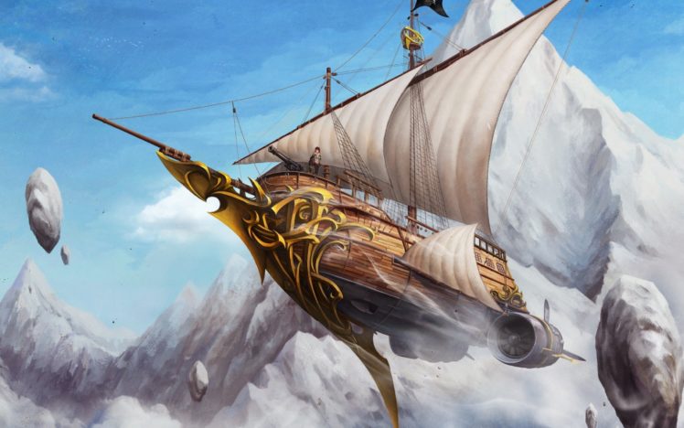 flying, Ships, Artwork HD Wallpaper Desktop Background