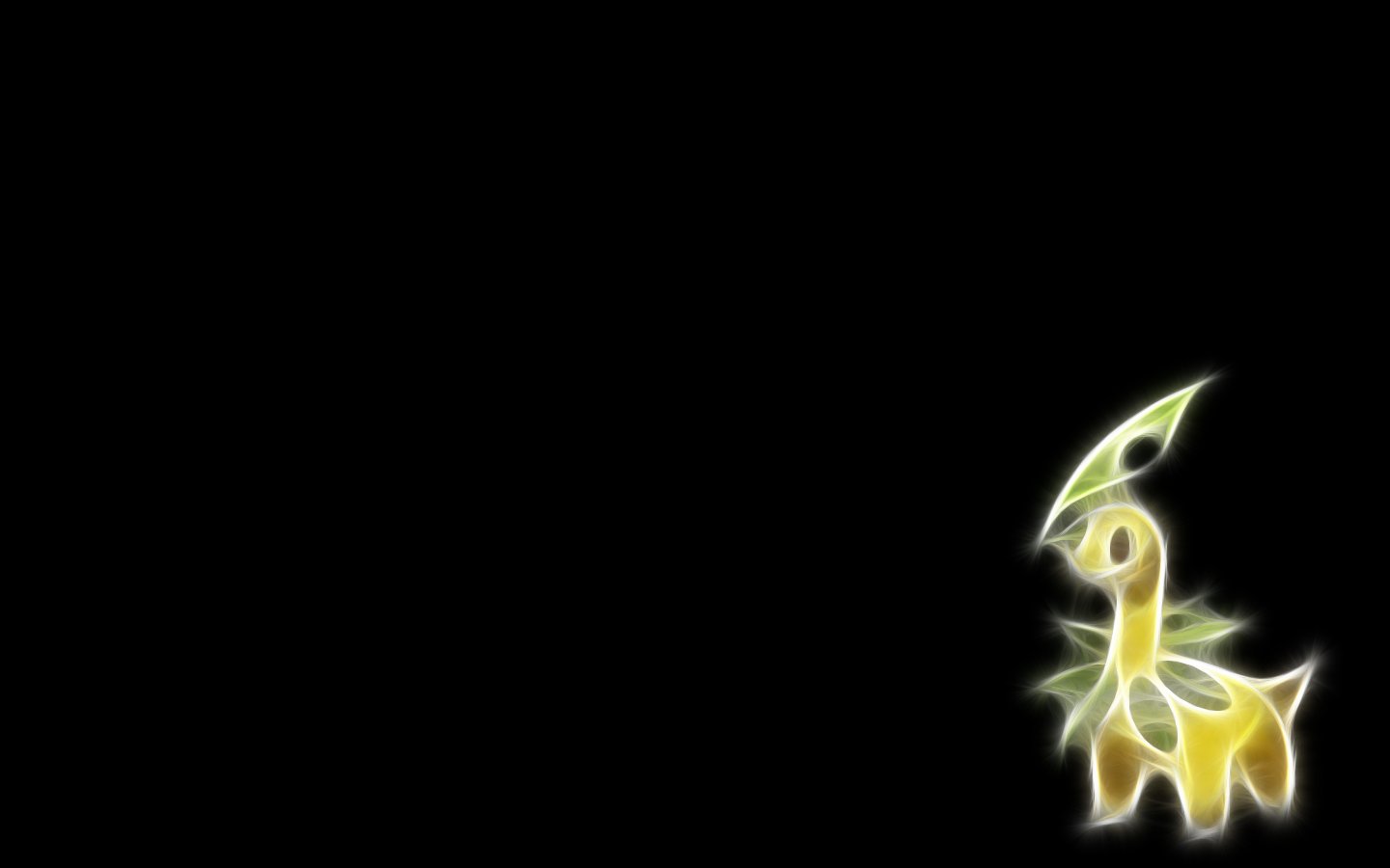 pokemon, Fractalius, Black, Background, Bayleef Wallpaper