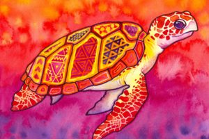 abstract, Paintings, Multicolor, Patterns, Turtles, Sea, Turtles, Watercolor