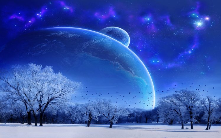 winter, Snow, Stars, Planets HD Wallpaper Desktop Background