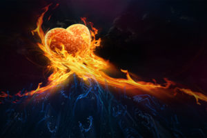 love, Romance, Hate, Fire, Flames, Ice, Mood, Emotion, Cold, Hot, Ying, Yang, Heart, 3d, Cg, Digital, Color, Artistic, Mood, Emotion, Psychedelic