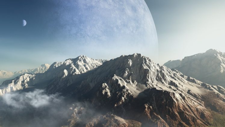 mountains, Clouds, Planets, Alien, Landscapes HD Wallpaper Desktop Background