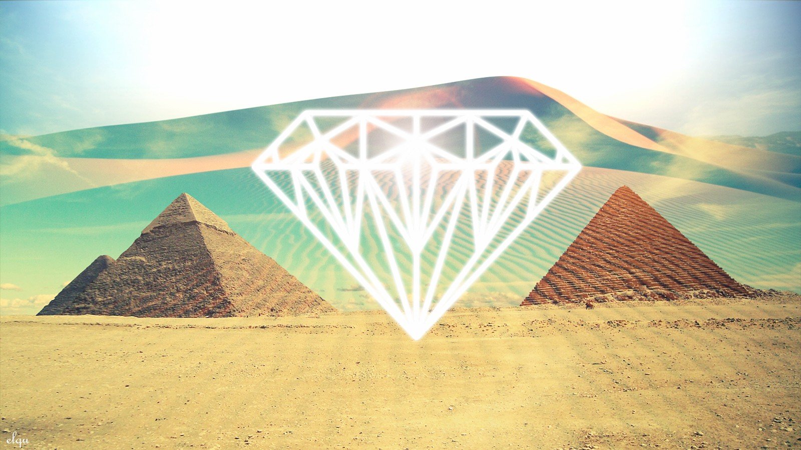 light, Abstract, Deserts, Artwork, Diamonds, Pyramids, Diamond Wallpaper