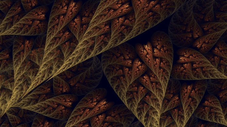 abstract, Leaves, Fractals, Brown, Digital, Art HD Wallpaper Desktop Background