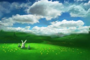 bunnies, Landscapes, Fields, Artwork