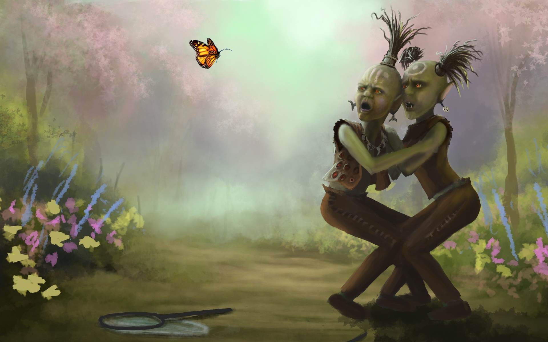 fantasy, Art, Monsters, Creatures, Butterfly, Scary, Creepy, Spooky, Humor, Insect, Nature, Flowers Wallpaper