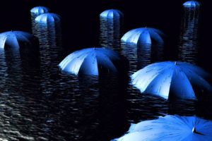 blue, Artistic, Umbrellas