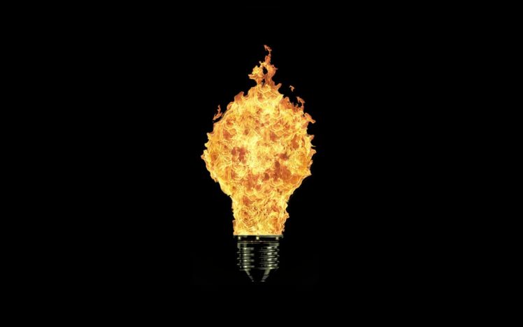 flames, Fire, Light, Bulbs, Black, Background HD Wallpaper Desktop Background