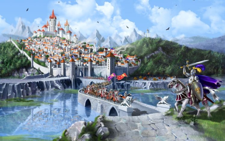fantasy, Cities, Castle, Knight, Warrior, Art, Weapn, Sword HD Wallpaper Desktop Background