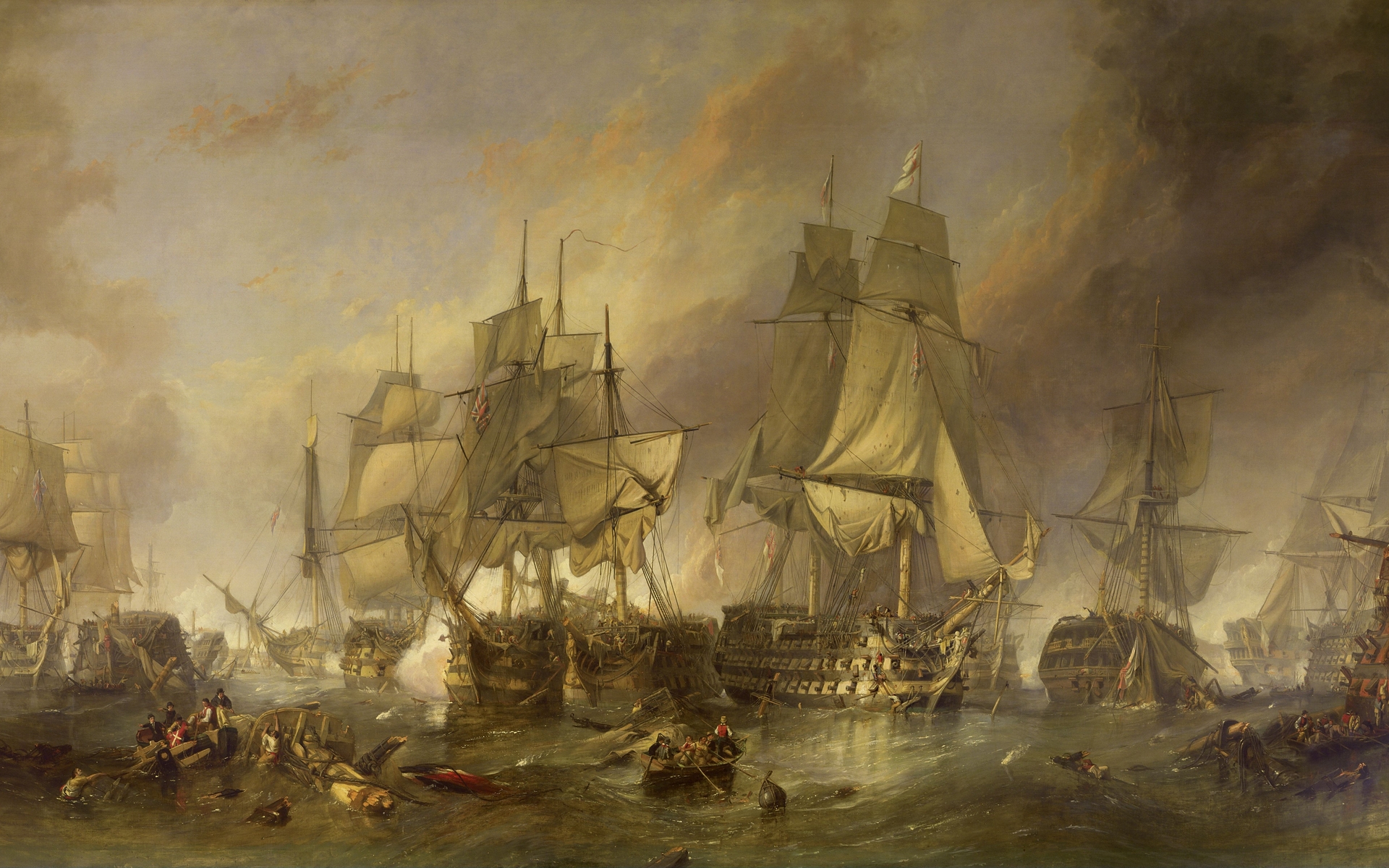paintings, Ships, Battle, War, Weapons, Art Wallpaper