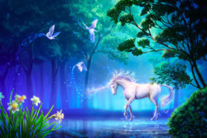 fantasy, Unicorn, Horse, Tree, Magic, Art, Flower