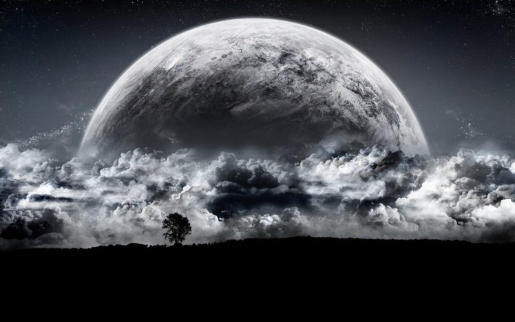night, Moon, Luna, Media HD Wallpaper Desktop Background