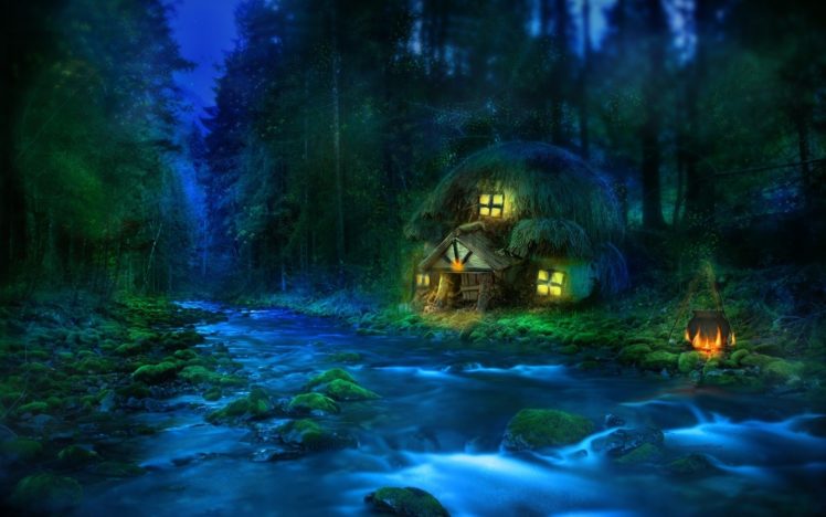 fantasy, Art, Landscapes, Rivers, Trees, Lotr, Lord, Rings, House HD Wallpaper Desktop Background